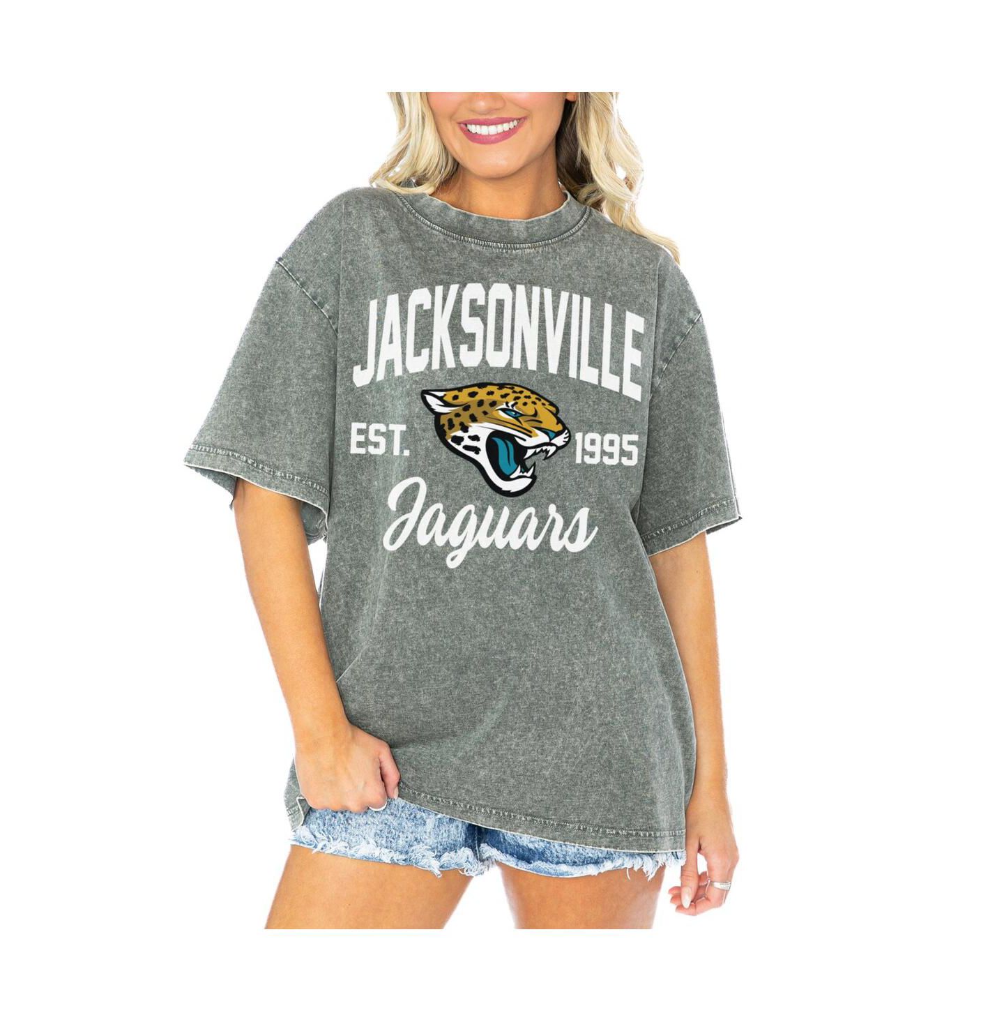 Женская футболка Gameday Couture Gray Jacksonville Jaguars Tackle Titan Boyfriend Washed — фото 1