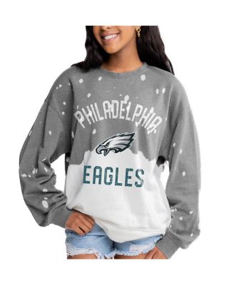 Gameday Couture - Women's Gray Philadelphia Eagles Oversized Coin Toss Faded French Terry Tri-Blend Pullover Sweatshirt