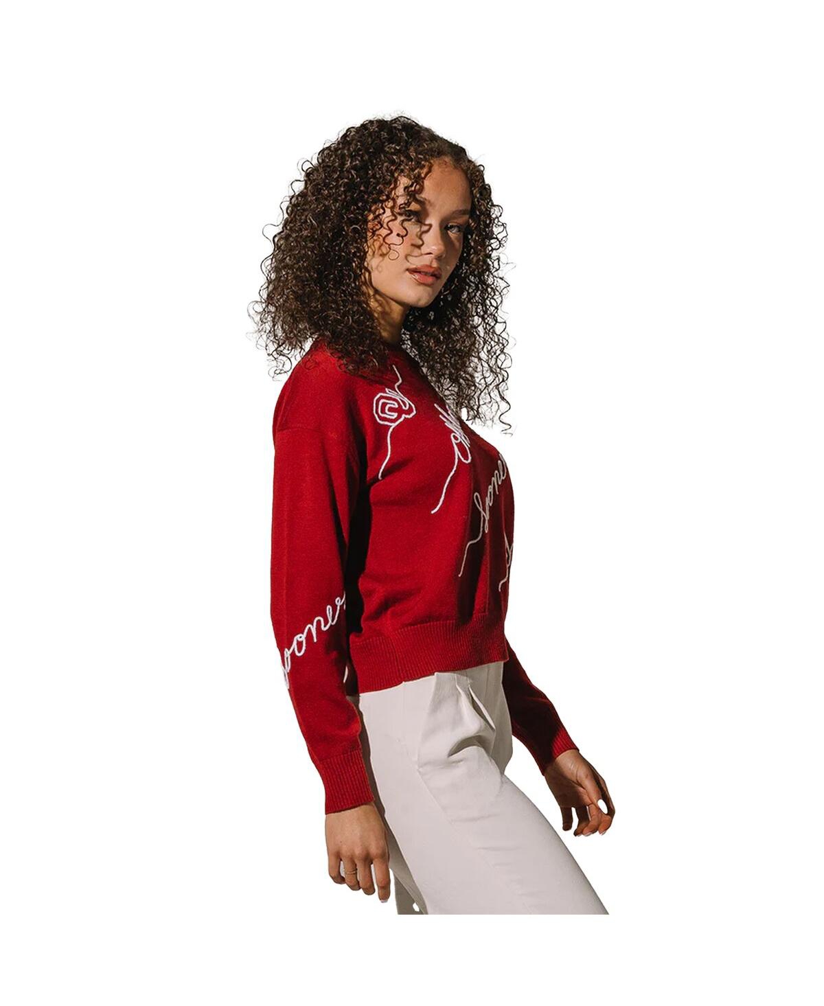 Kadyluxe Women's Crimson Oklahoma Sooners Love Note Embroidered Pullover Sweater In Red
