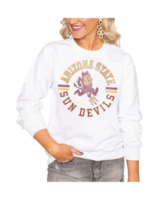Women's White Arizona State Sun Devils Oversized Vintage Days Perfect Crew Sweatshirt
