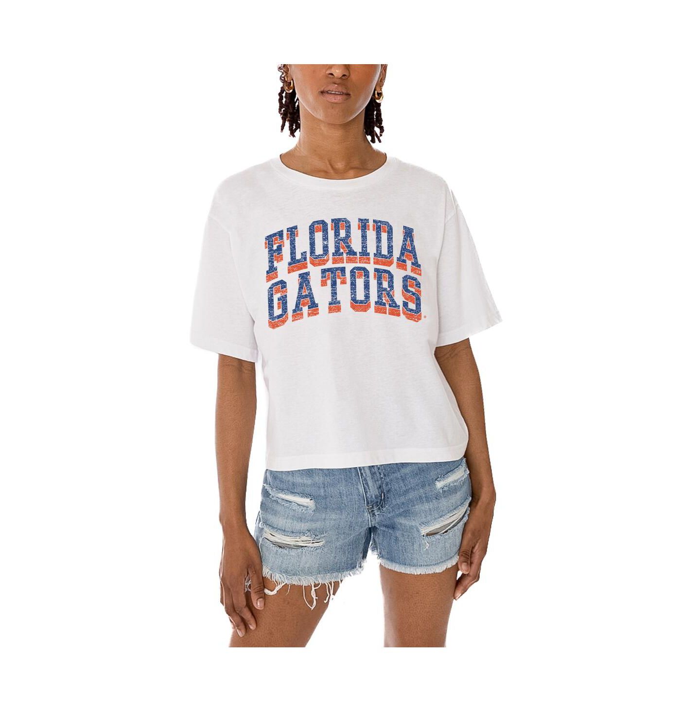Женская футболка Gameday Couture White Florida Gators Claim To Fame Boxy Cropped — фото 3