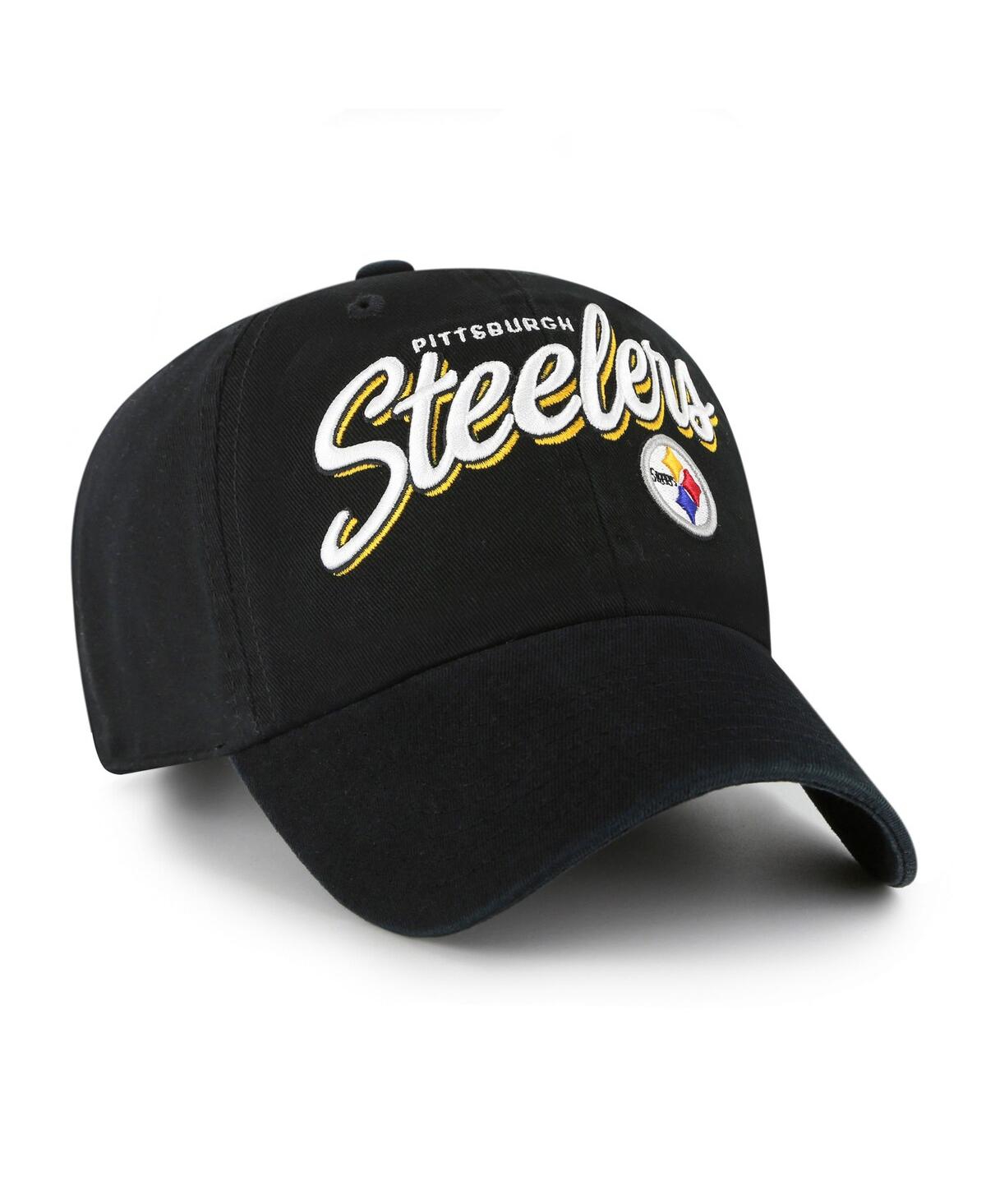47 Brand Women's Black Pittsburgh Steelers Ariana Clean Up Adjustable Hat In Black