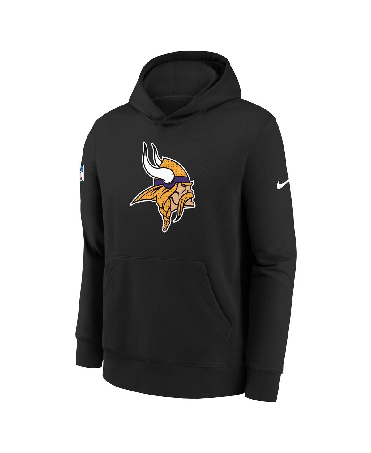 Nike Big Boys And Girls Black Minnesota Vikings Sideline Club Fleece Hoodie In Black