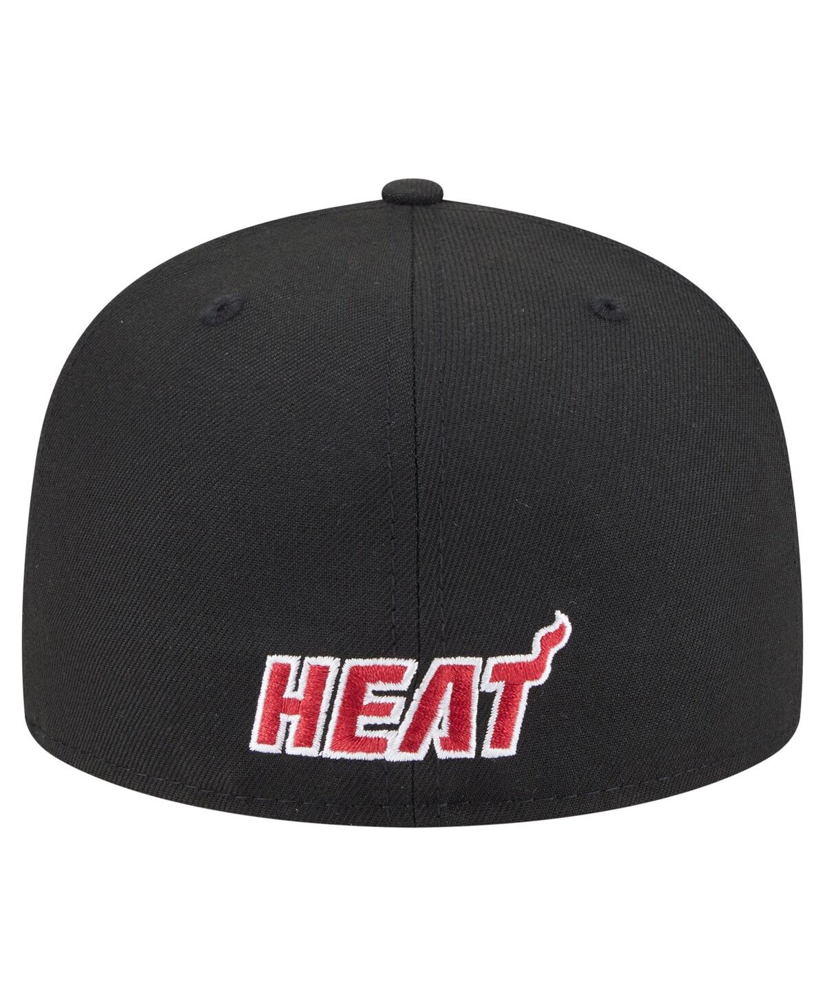 New Era Men's Black Miami Heat Deceptor 59fifty Fitted Hat In Black