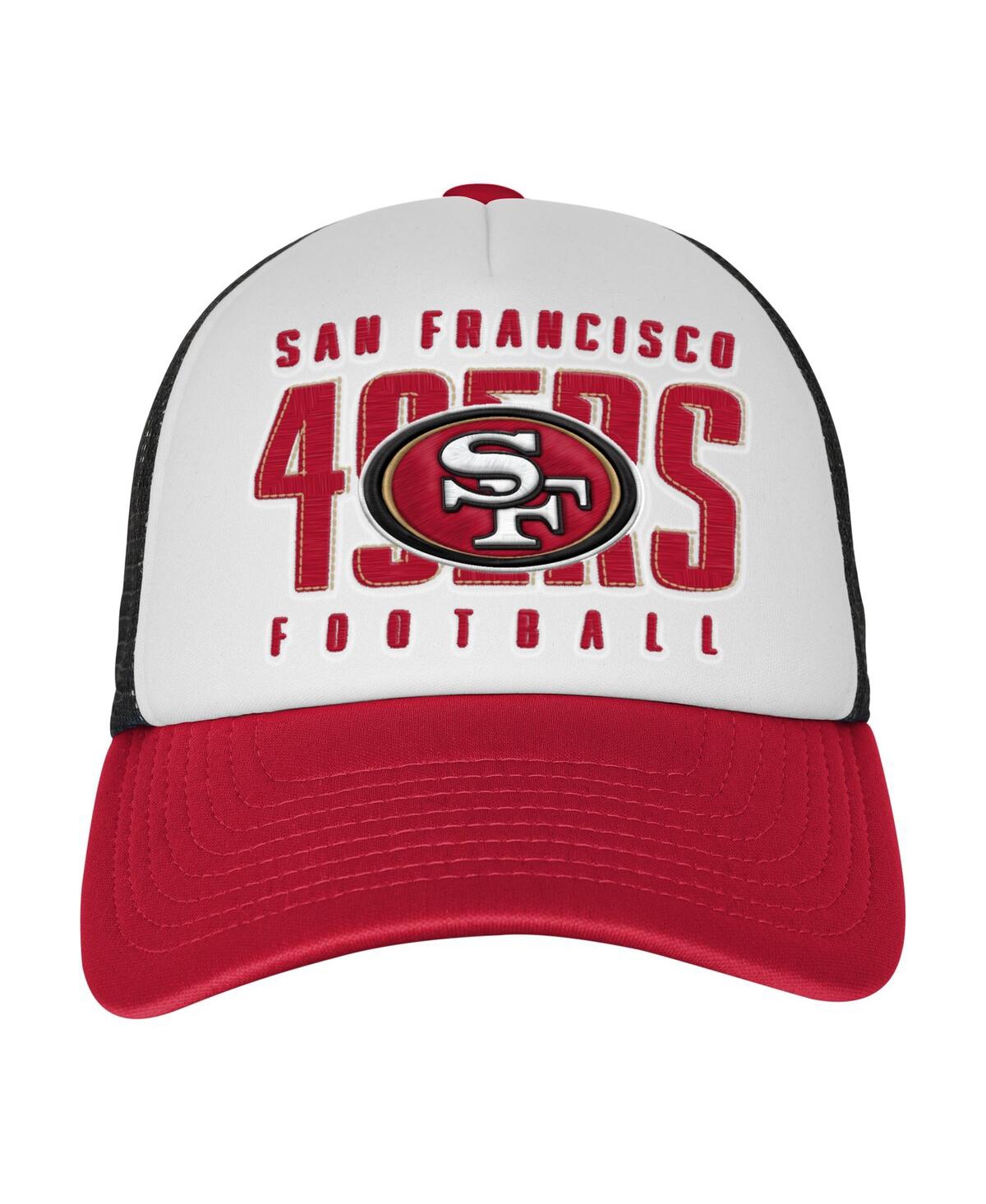 Outerstuff Big Boys And Girls White/scarlet San Francisco 49ers Essentials Trucker Adjustable Hat In Multi