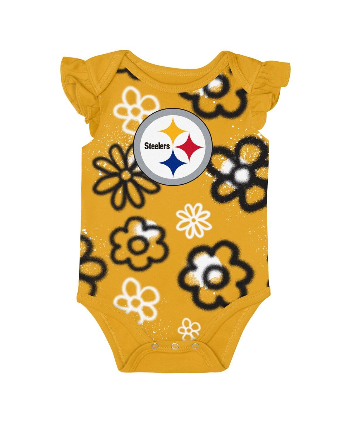 Outerstuff Baby Boys And Girls 2-piece Pittsburgh Steelers The Sunshine Bodysuit Set In Black