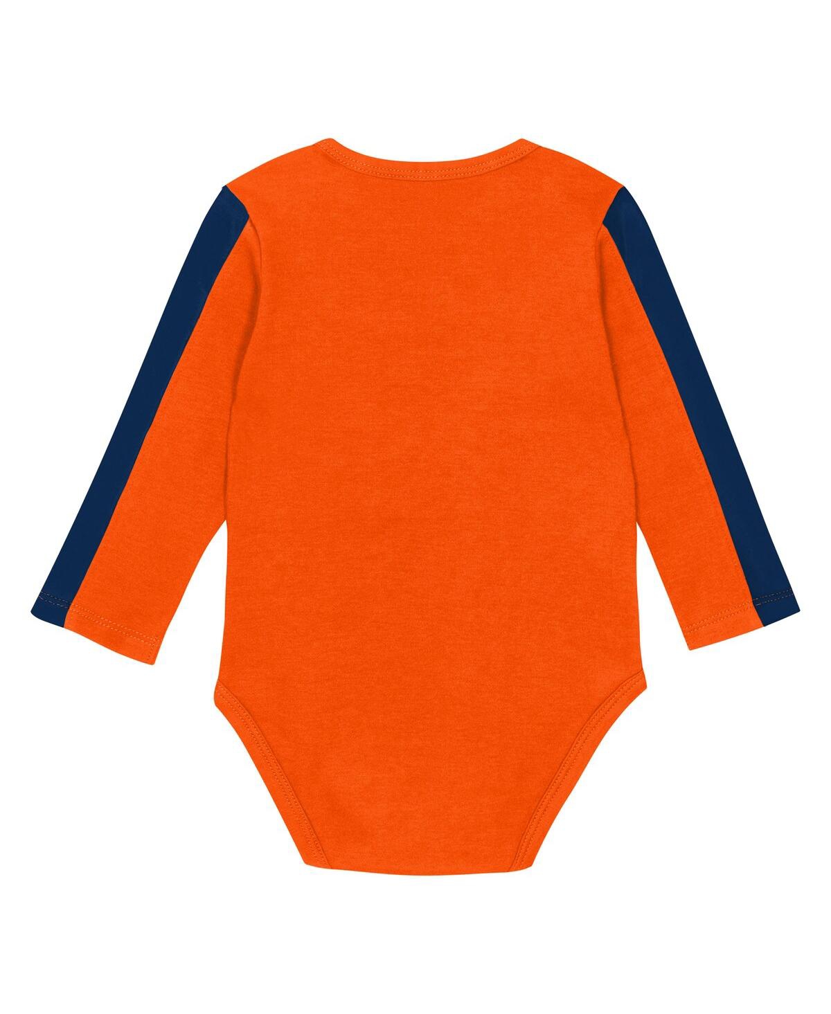Outerstuff Baby Boys And Girls 3-piece Orange/navy Denver Broncos Double Down Creeper And Pants Set In Multi