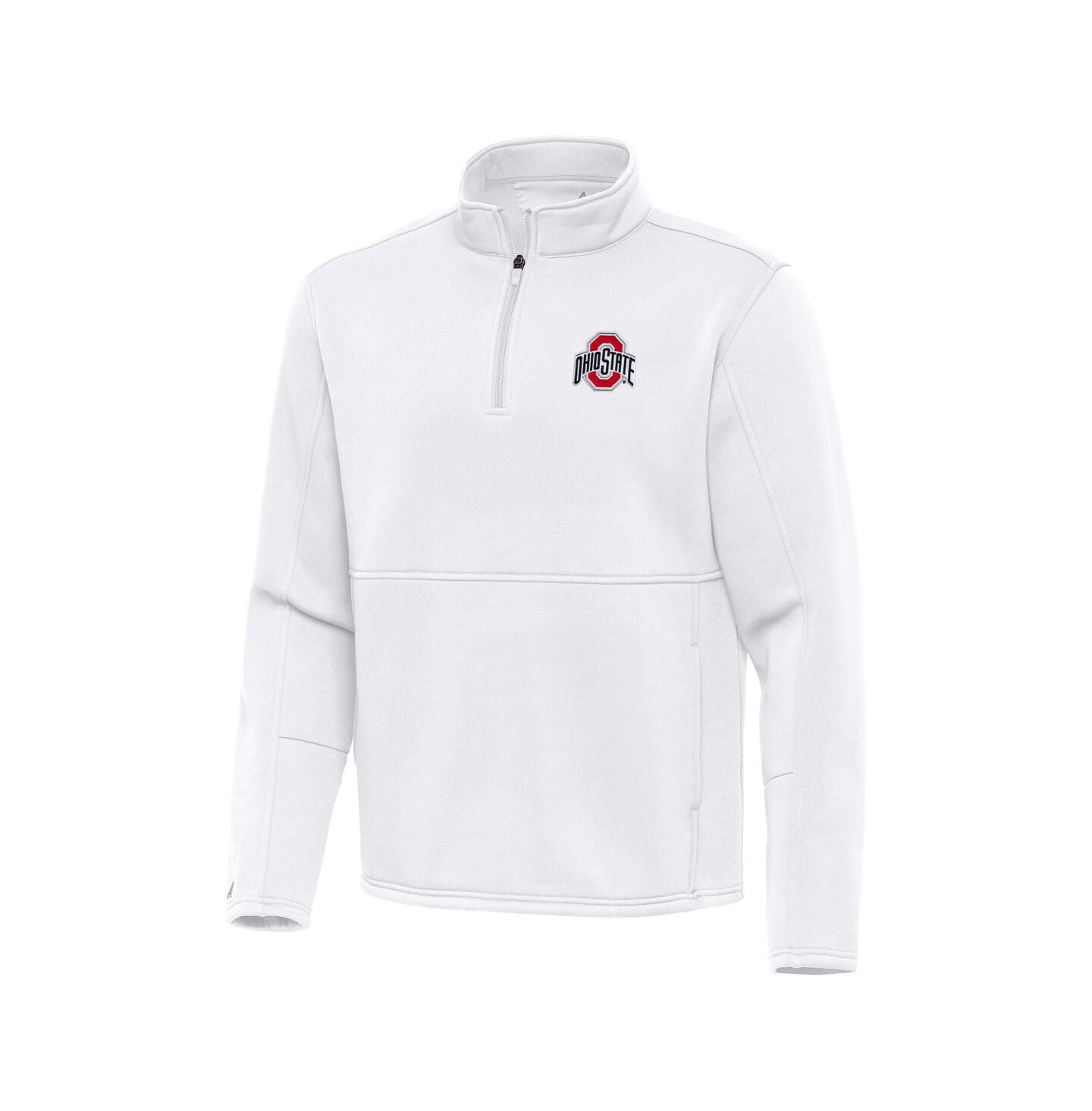 Мужская куртка Antigua White Ohio State Buckeyes Twist Quarter-Zip Pullover — фото 1