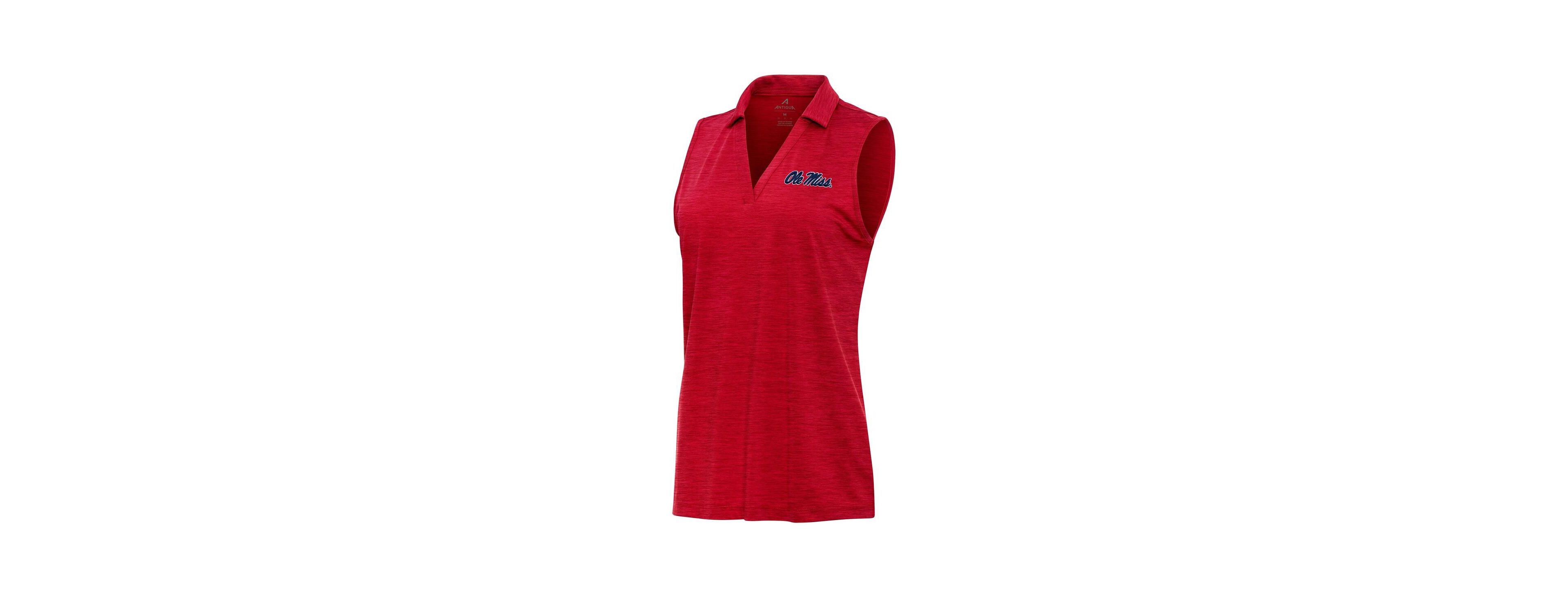Antigua Women's Heather Red Ole Miss Rebels Layout Sleeveless V-Neck Polo Shirt