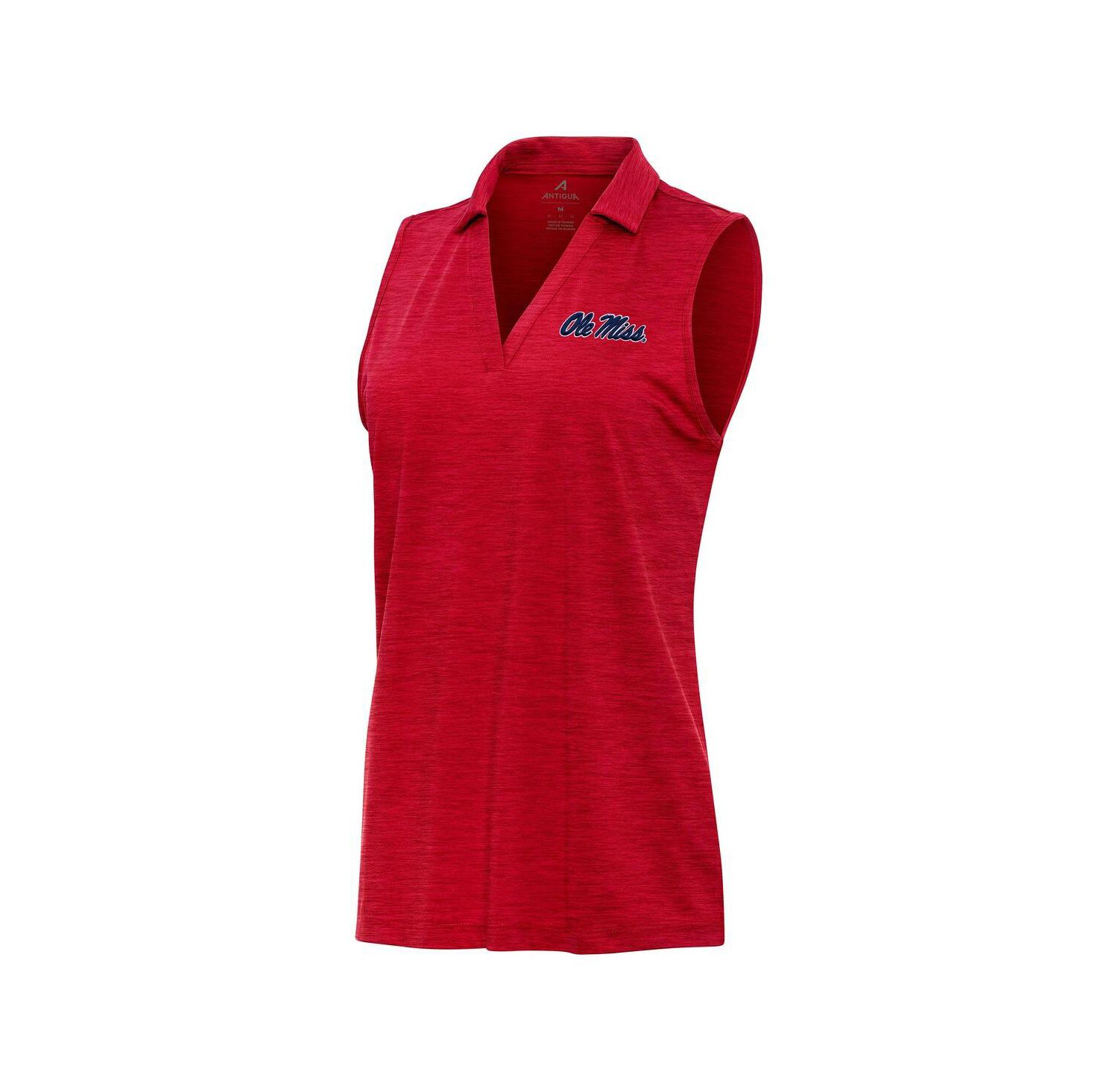 Women's Heather Red Ole Miss Rebels Layout Sleeveless V-Neck Polo Shirt