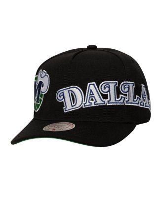 Mitchell & Ness - Men's Black Dallas Mavericks Busted Logo Wordmark Wrap Around Pro Pinch Adjustable Hat