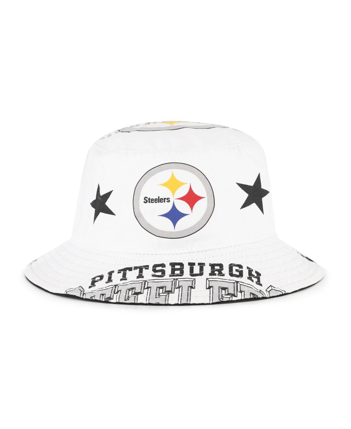 47 Brand Women's White Pittsburgh Steelers Energize Bucket Hat In White