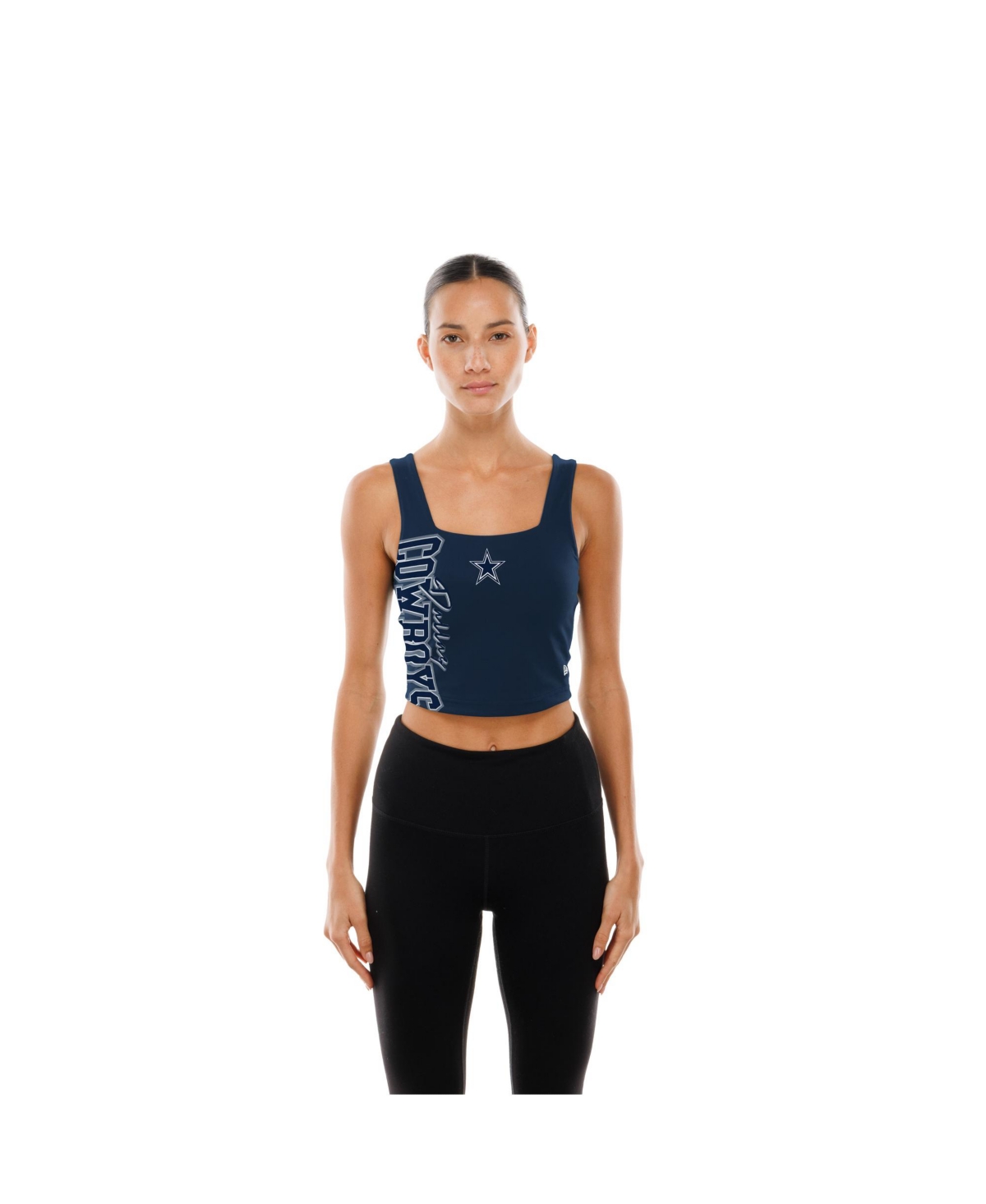 New Era Women's Navy/gray Dallas Cowboys Reversible Cropped Sport Classics Tank Top In Blue