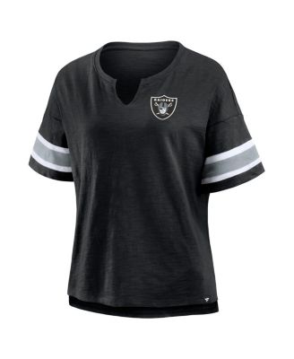 Women's Black Las Vegas Raiders Plus Size Redzone Notch Neck T-Shirt