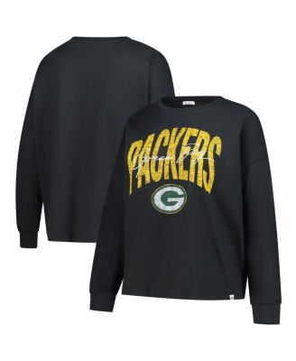 '47 Brand - Women's Black Green Bay Packers Plus Size Muse Sydney Long Sleeve T-Shirt