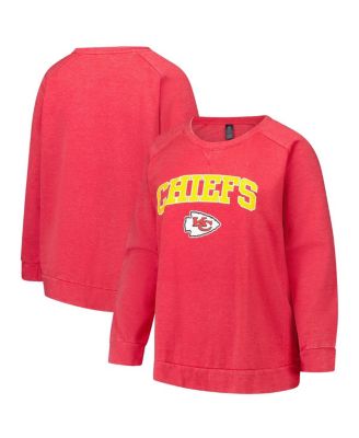 Profile - Women's Red Kansas City Chiefs Acid Wash Raglan Pullover Sweatshirt
