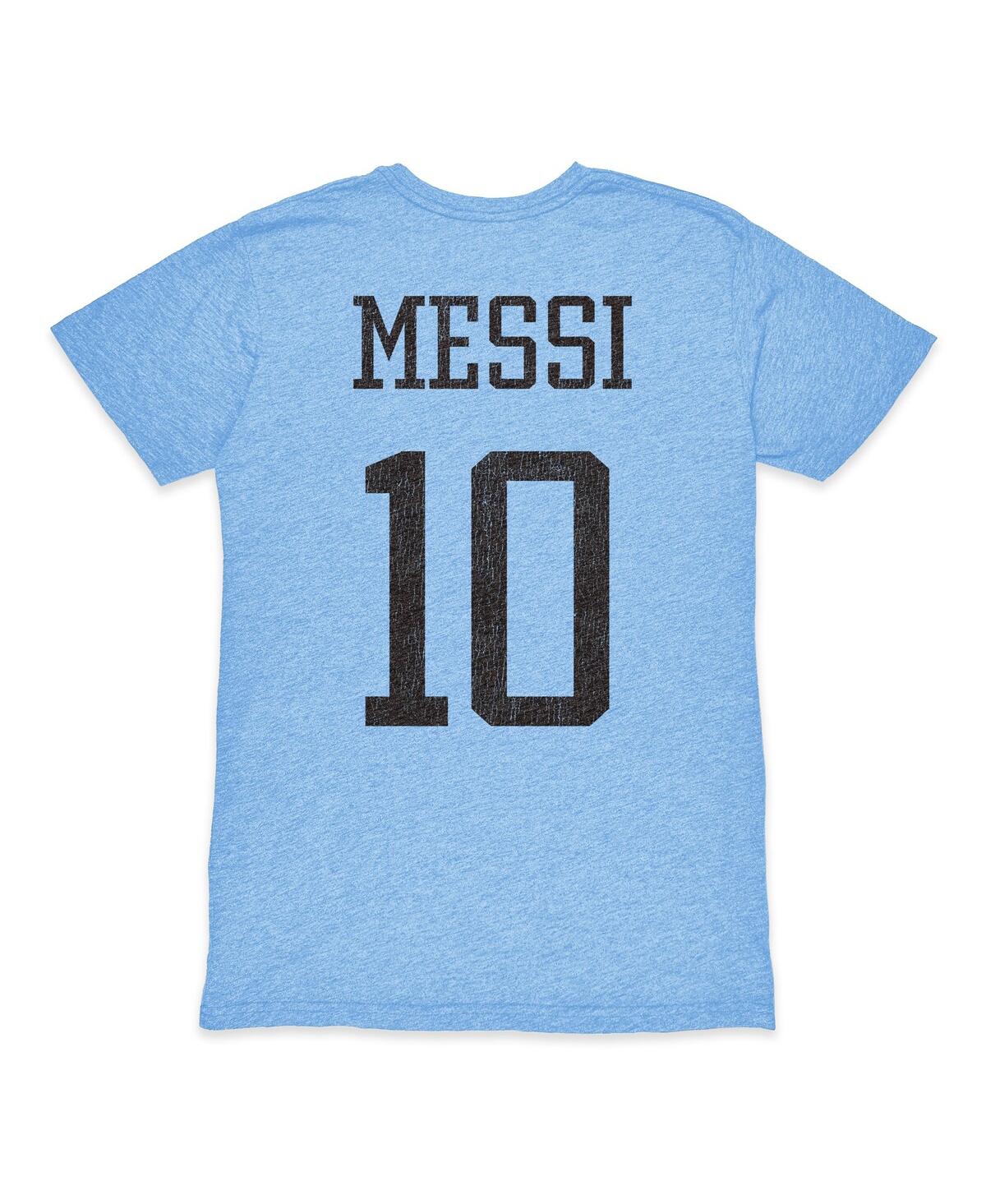 1863fc Men's Lionel Messi Light Blue Argentina National Team Player Retro Tri-blend T-shirt In Blue