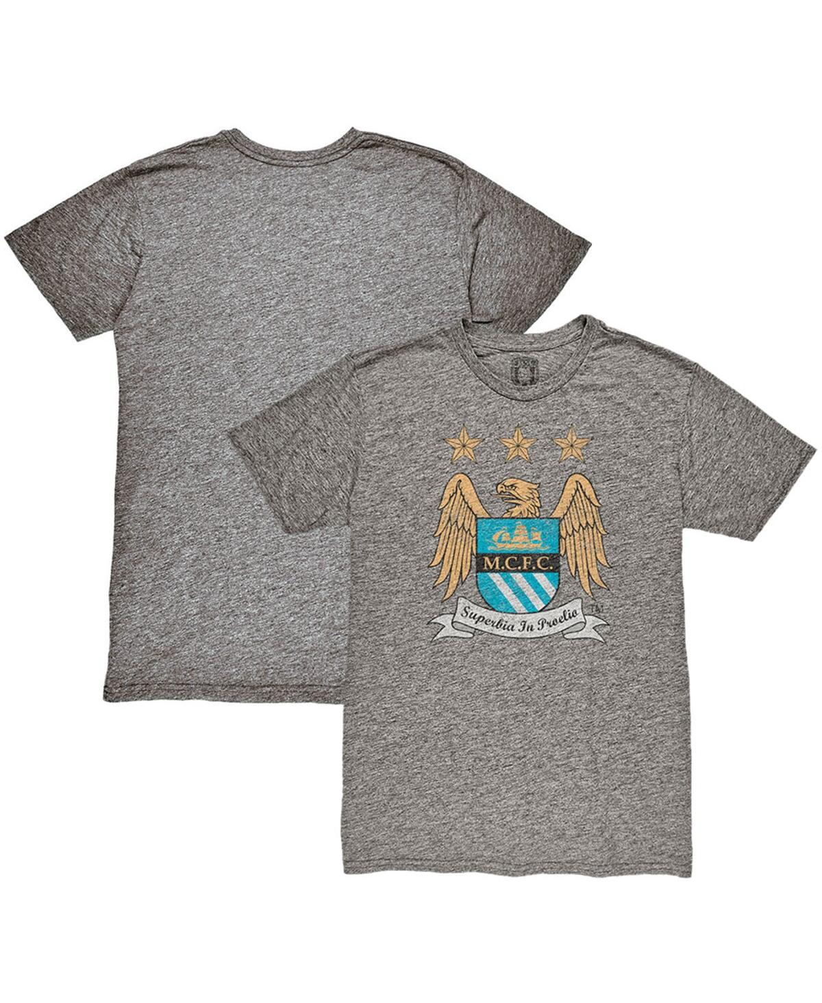 1863FC Men's Heather Gray Manchester City Retro Crest T-Shirt