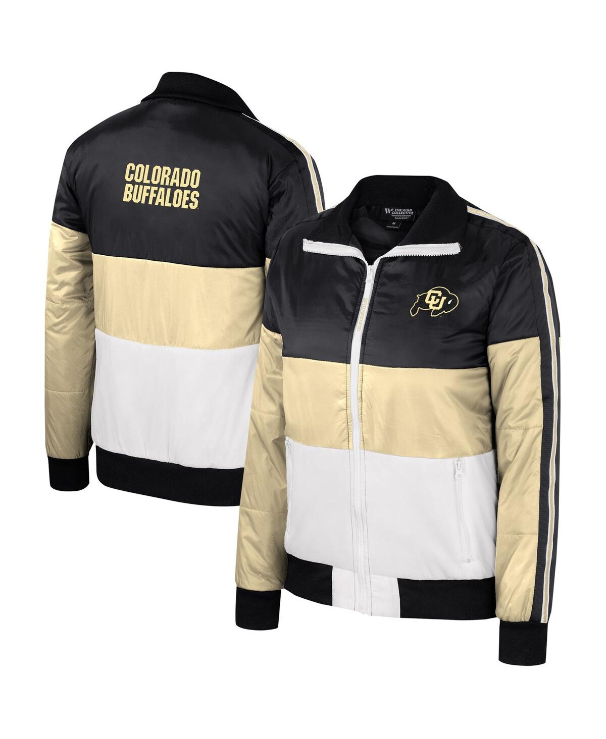 The Wild Collective Women's Gold Colorado Buffaloes Color-block Puffer Full-zip Jacket