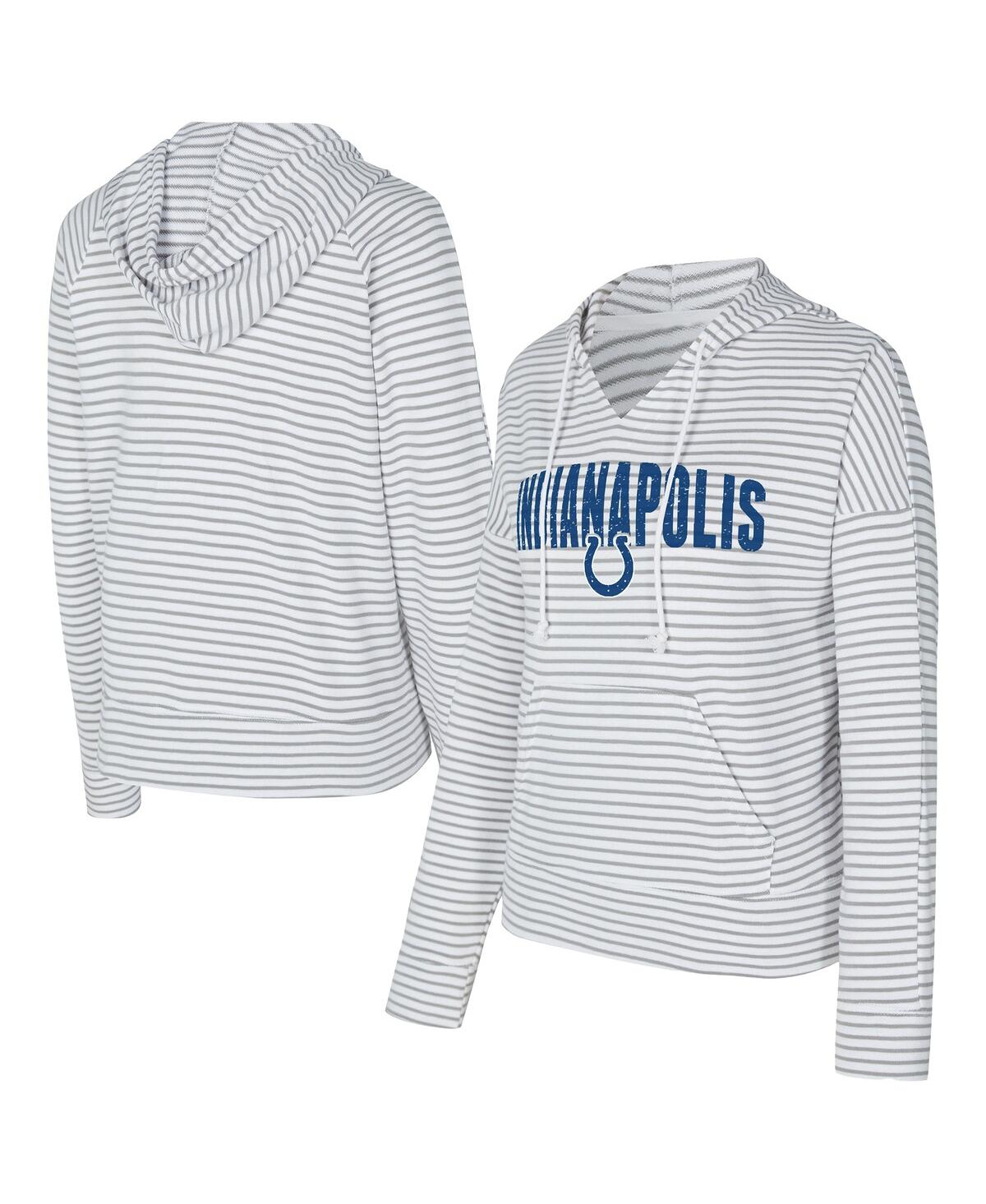 Concepts Sport White/gray Indianapolis Colts Liftoff Striped V-neck Hoodie In White