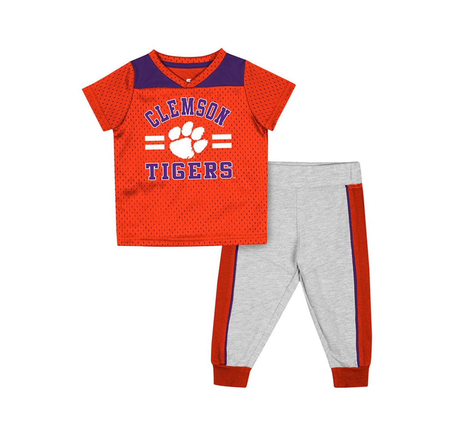 Baby Boys and Girls 2-Piece Orange/Heather Gray Clemson Tigers Ka-Boot-It Jersey and Pants Set