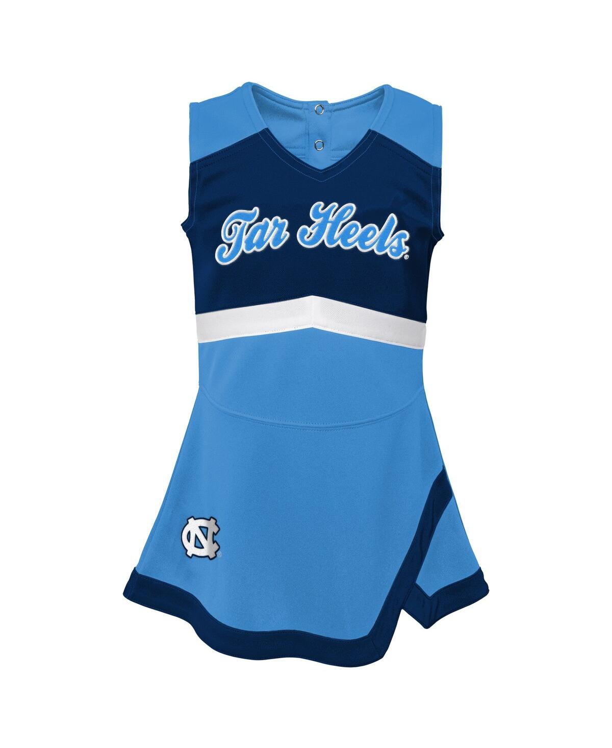 Outerstuff Girls Preschool 2-piece Carolina Blue North Carolina Tar Heels Cheer Captain Jumper Dress Bloomers S In Blue