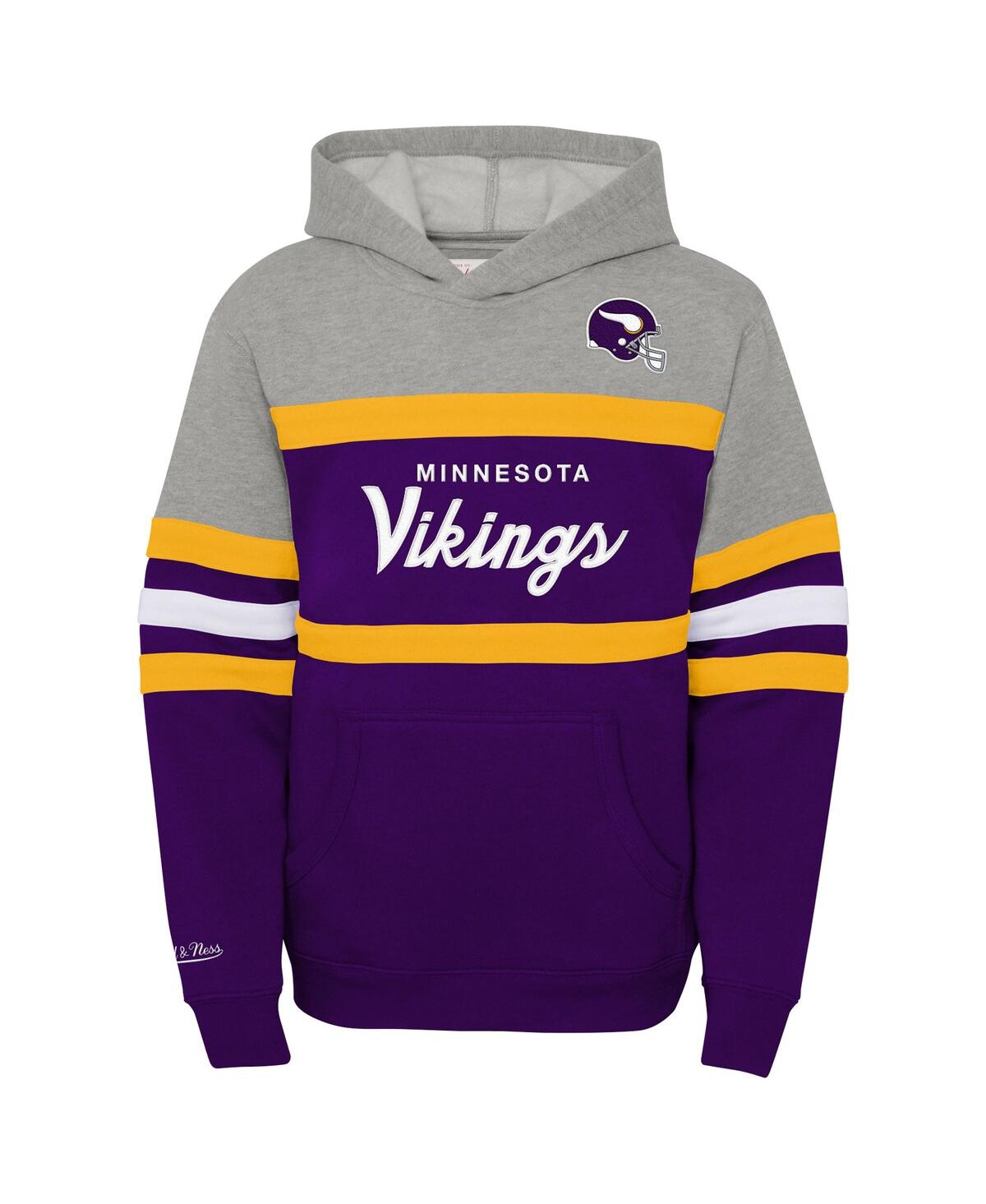 Mitchell & Ness Big Boys And Girls Purple Minnesota Vikings Throwback Head Coach Pullover Hoodie In Multi