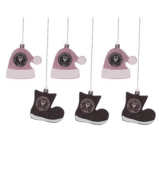 FOCO - Inter Miami CF Six-Pack Shatterproof Santa Hat Stocking Ornament Set