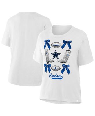 Dallas Cowboys - Women's White Coquette Bow and Boots T-Shirt