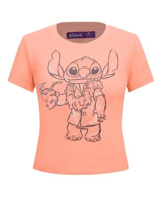 Women's Coral Lilo and Stitch Vacation Baby Doll T-Shirt