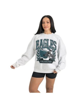 Women's Gray Philadelphia Eagles Heritage Premium Fleece Pullover Sweatshirt