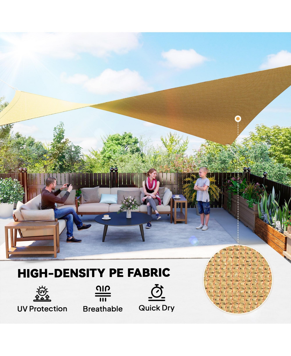 20' x 13' Recgle Outdoor Patio Portable Shade Canopy Sun Sail -
