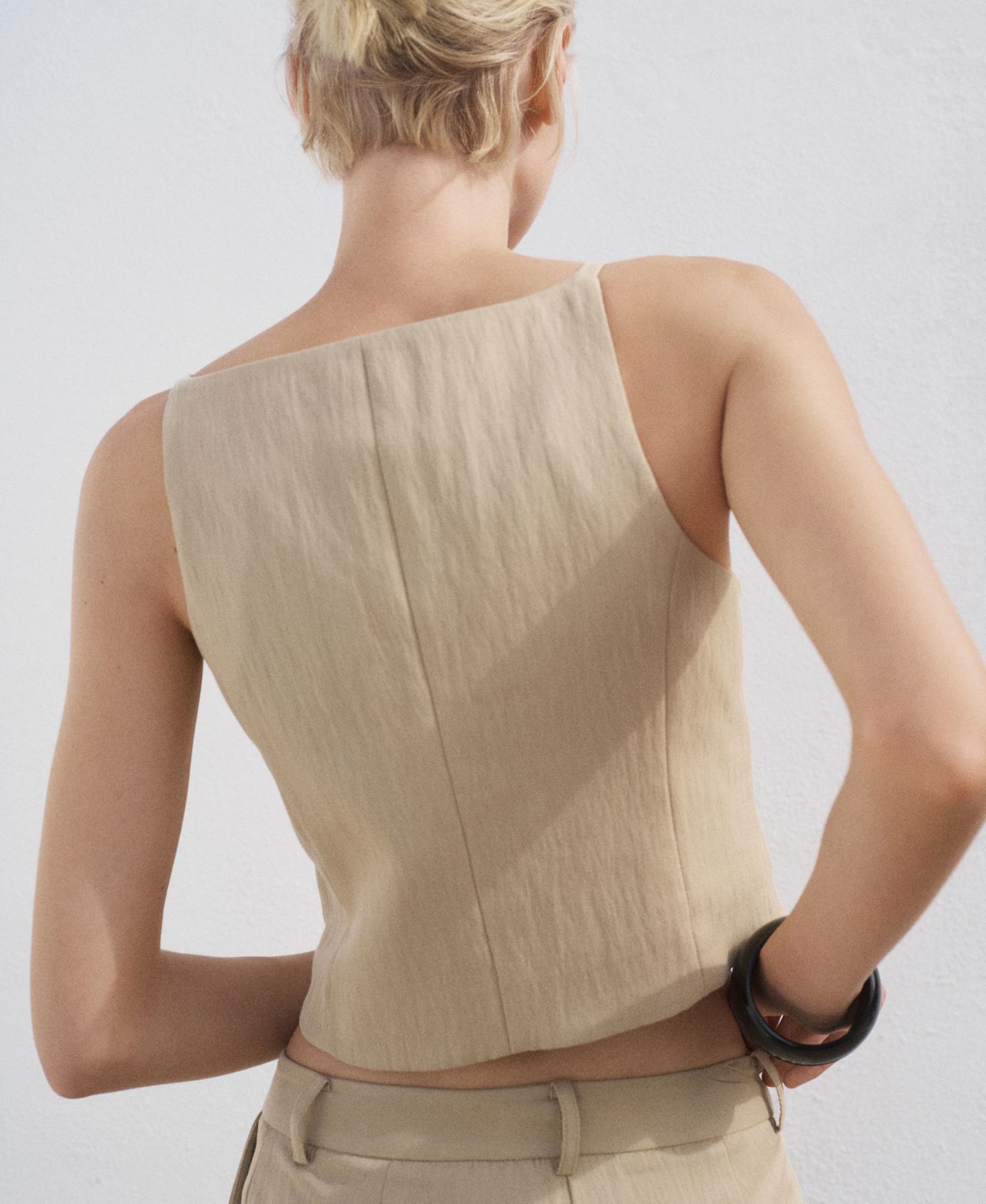 Женский жилет Mango Lyocell Suit Vest, цвет: Бежевый — фото 2