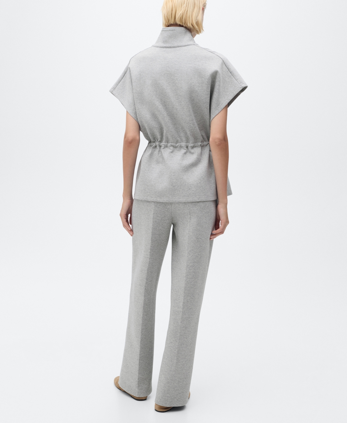 Mango Cotton Blend Straight Leg Pants In Gray