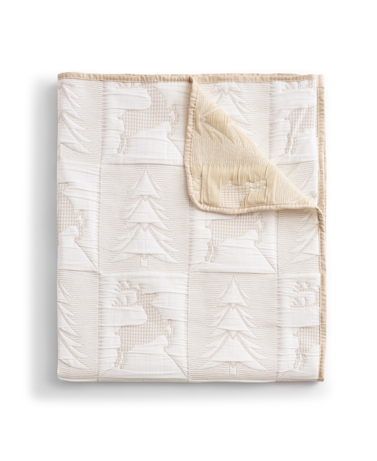 Greenland Home Fashions Reindeer Games Jacquard Woven Reversible Holiday Throw, 50" X 60" In White