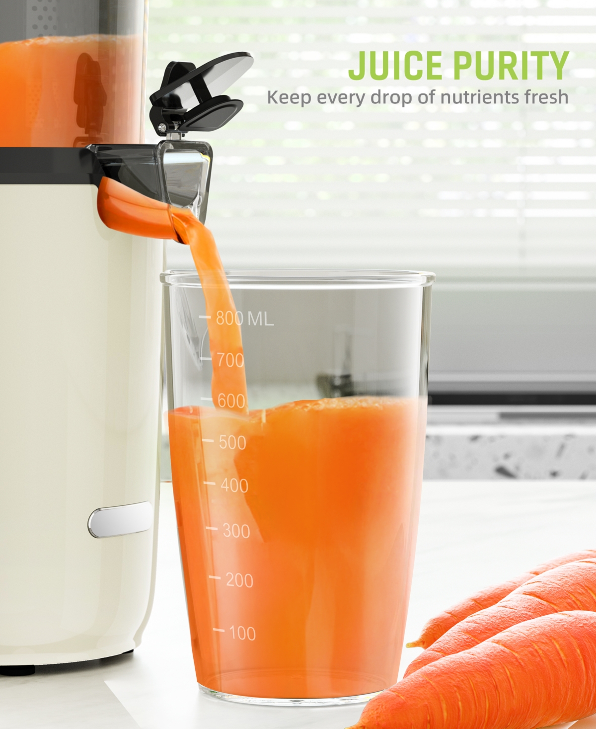 180W Juicer Machines, Cold Press Juicer, Powerful Slow Juicer with Pulp Seperation For Whole Fruits & Vegetables