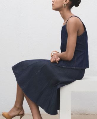 Women's Pleated Denim Skirt
