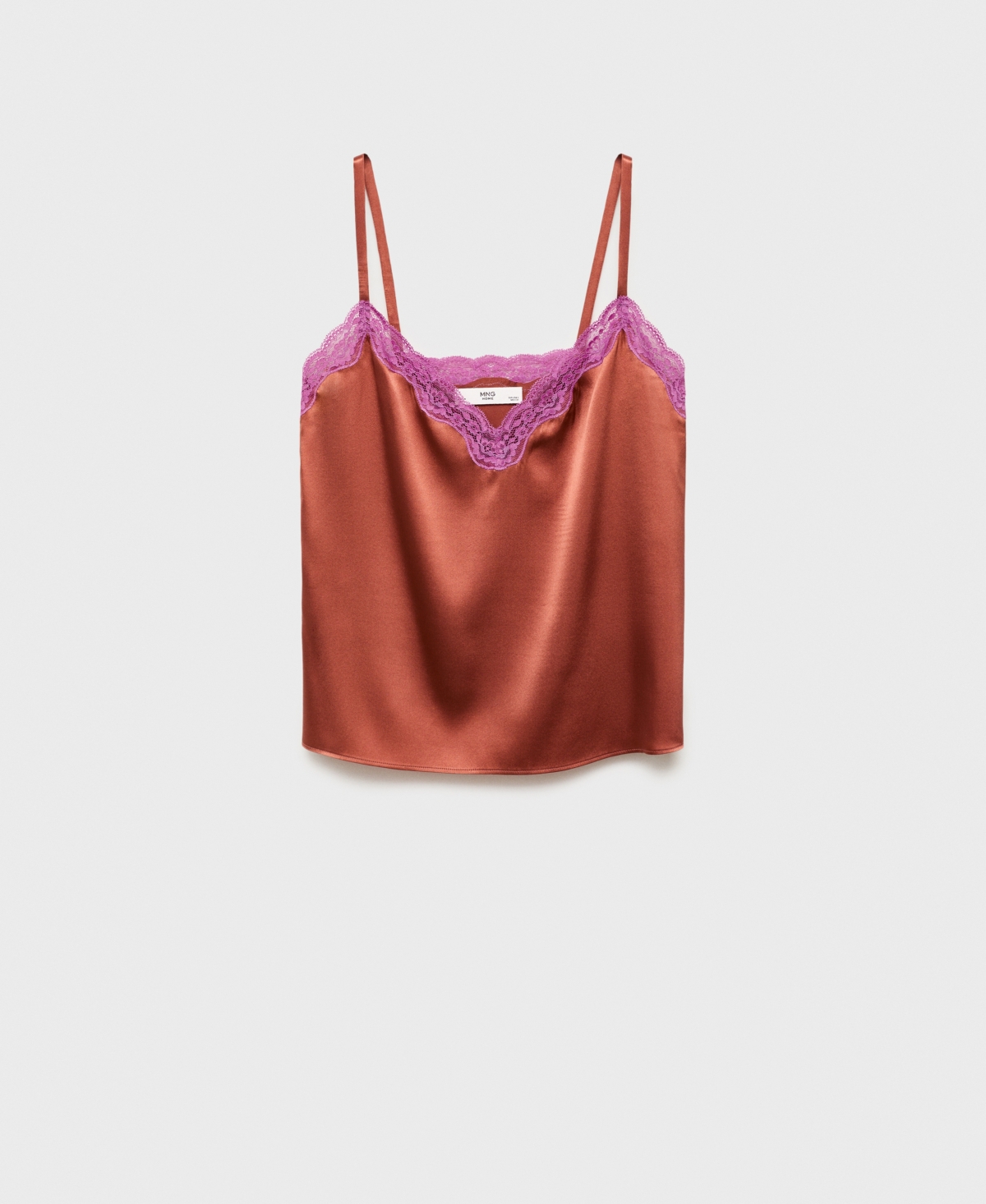 Mango Women's Contrasting Lace Silk Top