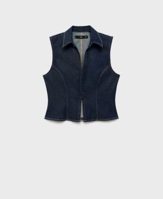 Women's Contrast Stitching Denim Top