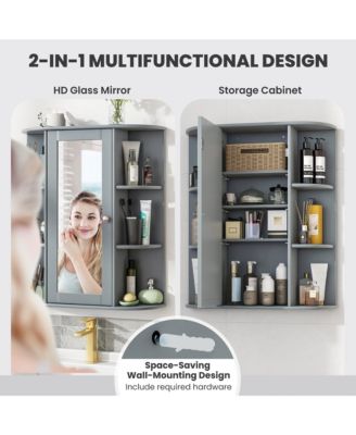 Bathroom Wall Medicine Cabinet Wall Mounted Storage Organizer