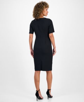Women's Asymmetrical-Neck Sheath Dress, Regular & Petite
