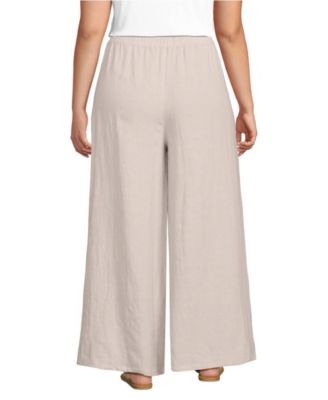 Women's Plus Size Linen High Rise Palazzo Pants - Set Bottom