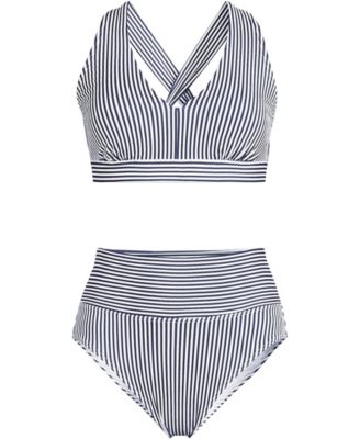 Plus Size V-Neck Bikini and High Waisted Bottom Swimsuit Set