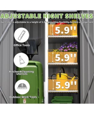 Outdoor Storage Cabinet Waterproof with Shelves, Vertical Tall Sheds Cabinet