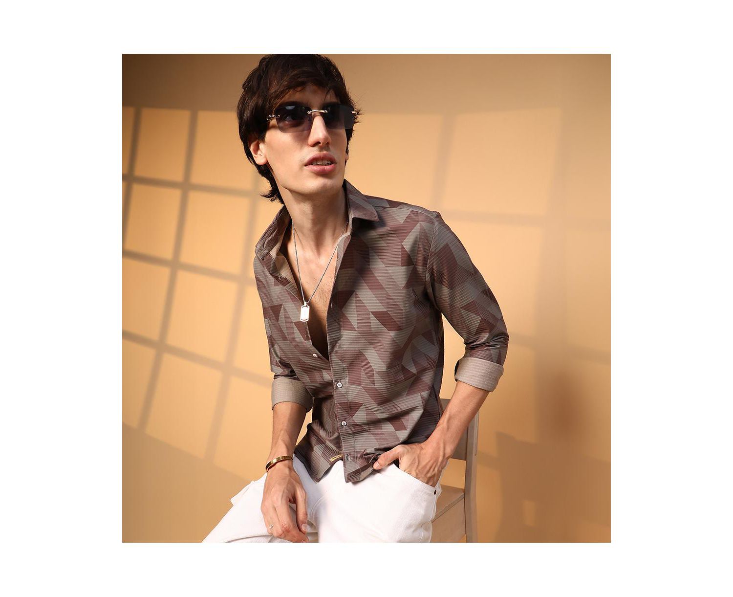 Men's Geometric Seersucker Shirt