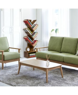 7-Tier Zigzag Tree Bookcase with Open Drawer for Books, Decor, and Accessories - Space-Saving Organizer Unit for Living Room, Bedroom, Office