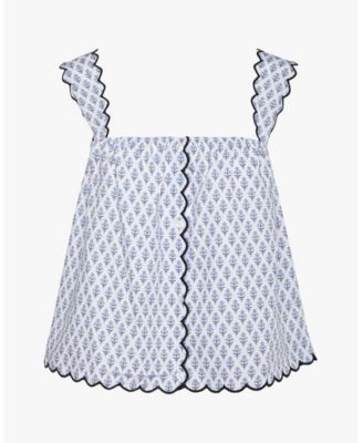 Women's Scallop Button Front Tank Top