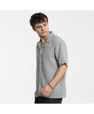 Men's Moon Grey Waffle-Knit Oversized Shirt