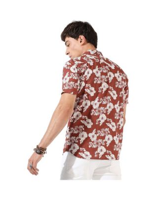 Men's Brown Printed Regular Fit Casual Shirt