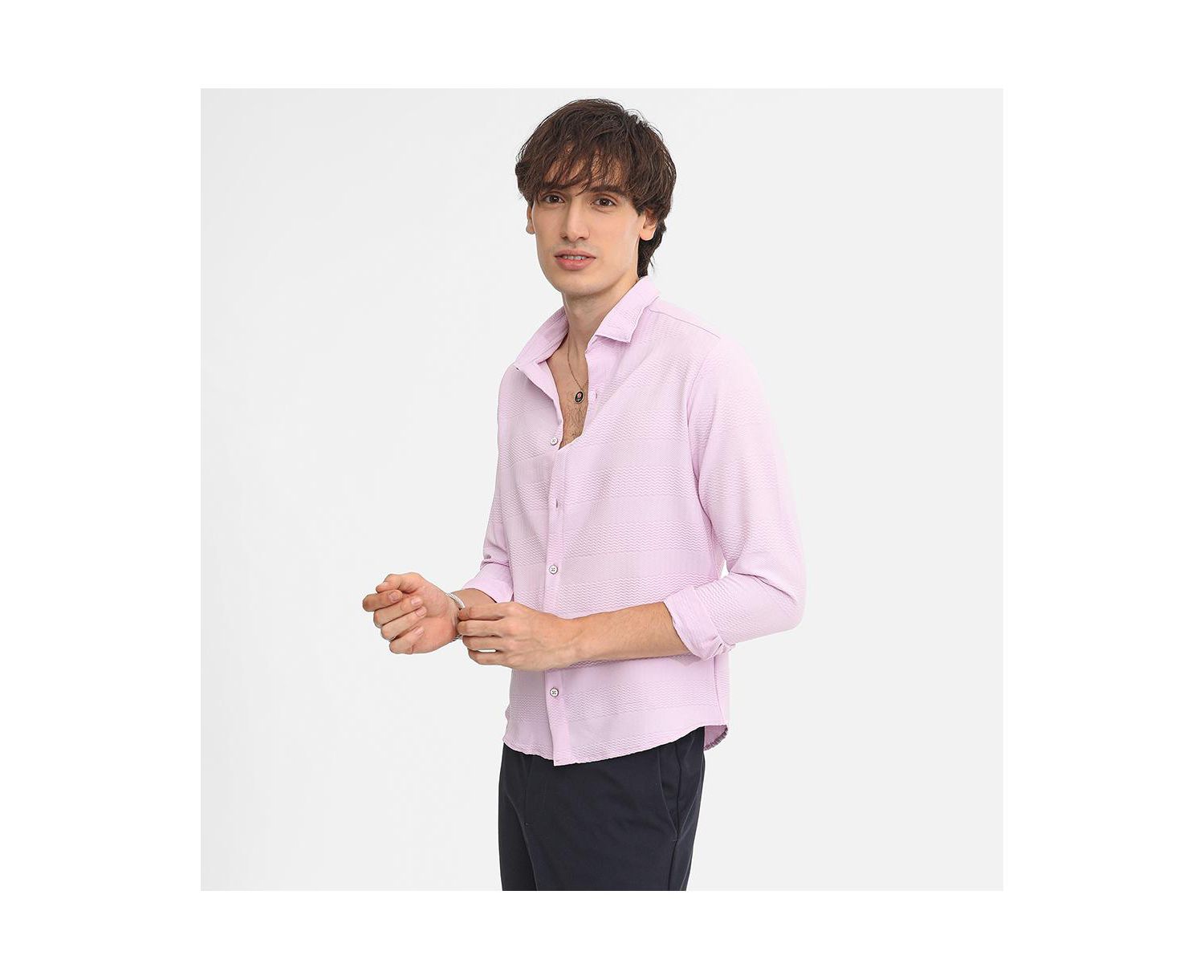 Men's Chevron-Textured Shirt